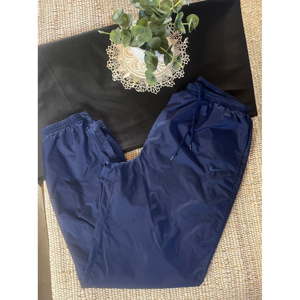 Vintage 90s Nike Track Warm Up Linder Windbreaker Pants Large Navy Blue Size|XL‎